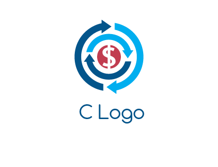 rotating arrow and dollar logo