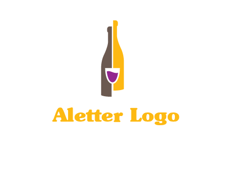 wine bottle with glass logo