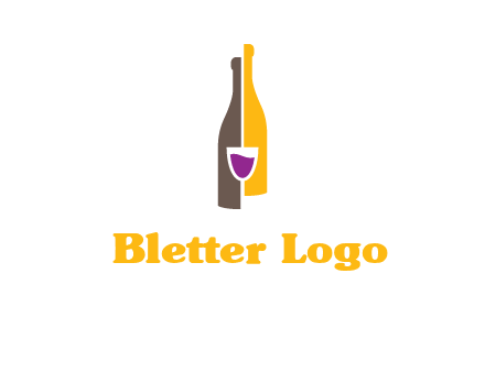 wine bottle with glass logo