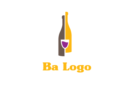 wine bottle with glass logo