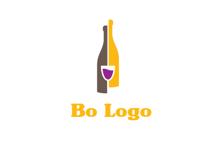 wine bottle with glass logo