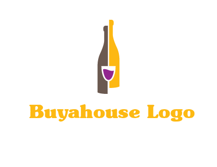 wine bottle with glass logo