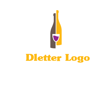 wine bottle with glass logo