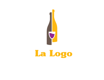 wine bottle with glass logo