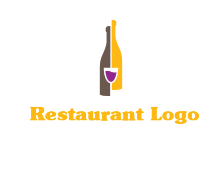 wine bottle with glass logo