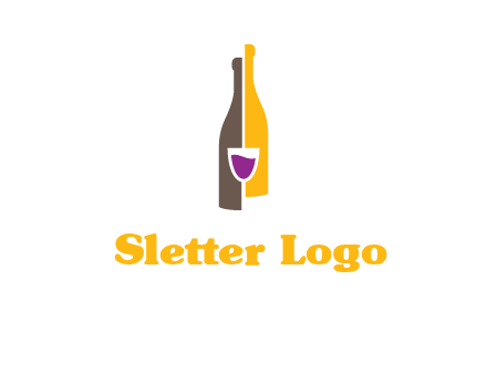 wine bottle with glass logo