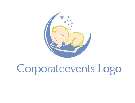 baby on moon and stars logo