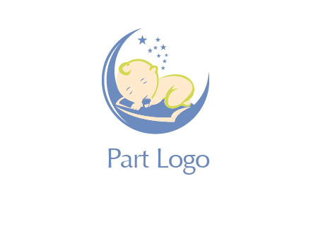 baby on moon and stars logo