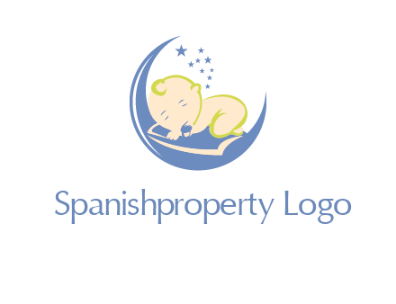 baby on moon and stars logo