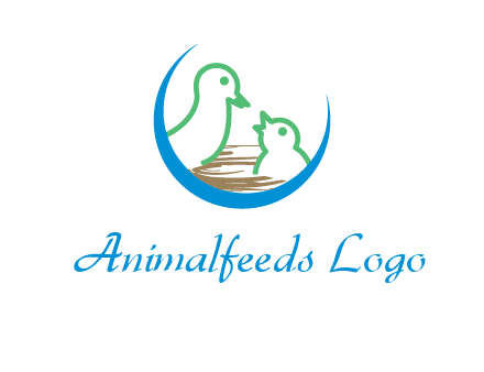 birds in a nest logo with a crescent