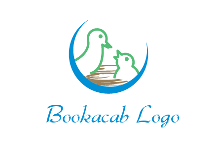 birds in a nest logo with a crescent