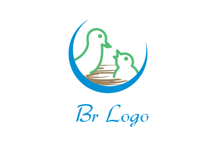 birds in a nest logo with a crescent