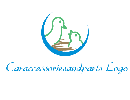 birds in a nest logo with a crescent