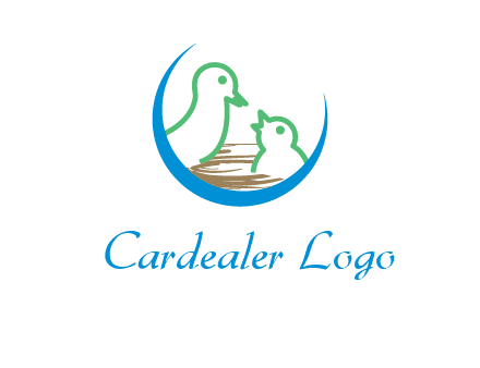 birds in a nest logo with a crescent