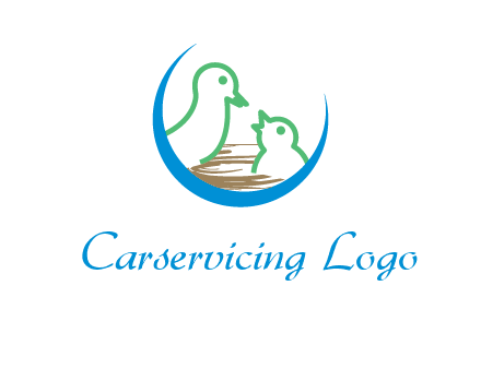 birds in a nest logo with a crescent