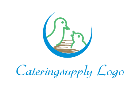 birds in a nest logo with a crescent