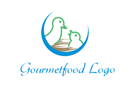 birds in a nest logo with a crescent