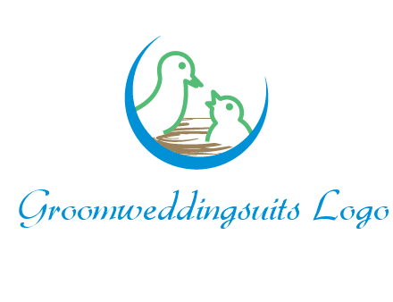 birds in a nest logo with a crescent