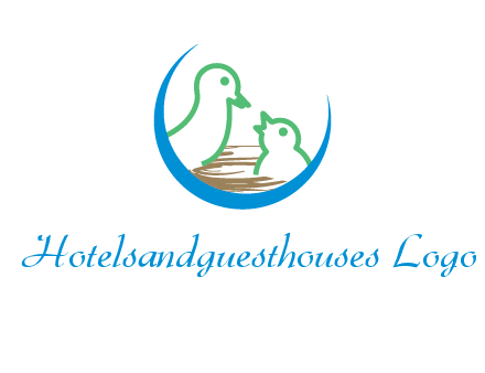 birds in a nest logo with a crescent