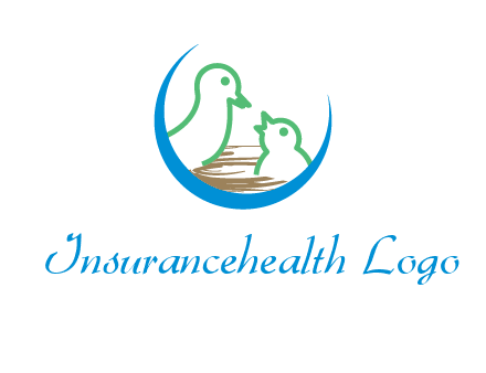 birds in a nest logo with a crescent