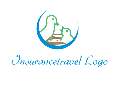 birds in a nest logo with a crescent