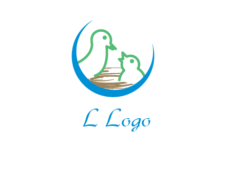 birds in a nest logo with a crescent