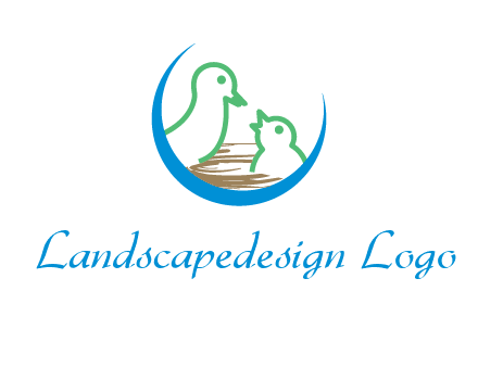 birds in a nest logo with a crescent