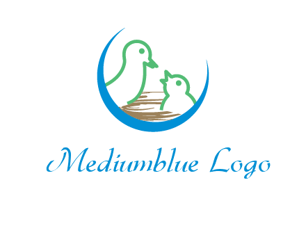 birds in a nest logo with a crescent