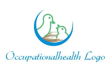 birds in a nest logo with a crescent