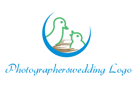 birds in a nest logo with a crescent