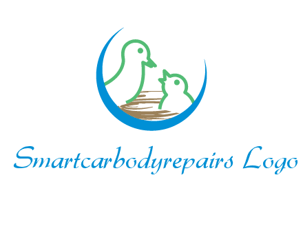 birds in a nest logo with a crescent