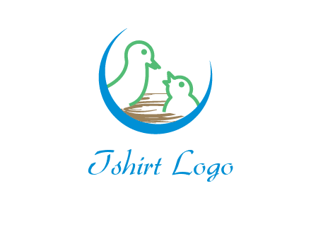 birds in a nest logo with a crescent