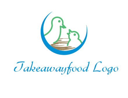 birds in a nest logo with a crescent