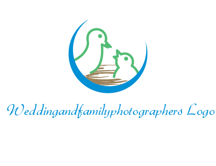 birds in a nest logo with a crescent