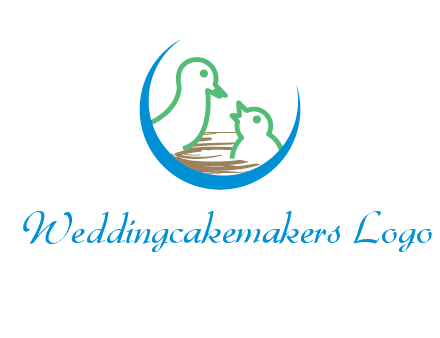 birds in a nest logo with a crescent