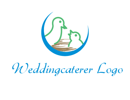 birds in a nest logo with a crescent