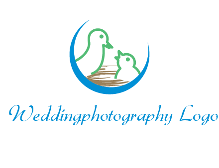 birds in a nest logo with a crescent