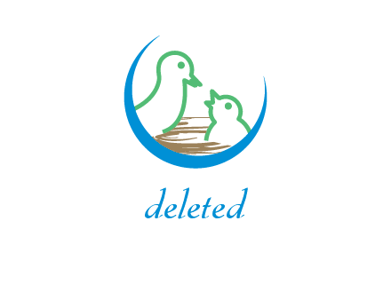 birds in a nest logo with a crescent