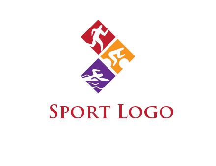 running swimming and cycling logo design