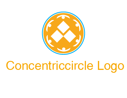 rotating people icon around rhombus in circle community logo