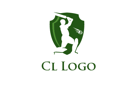 cricket player in shield logo