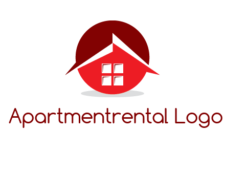 Abstract roof and window in circle logo