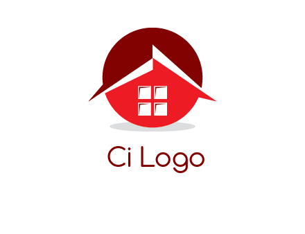 Abstract roof and window in circle logo