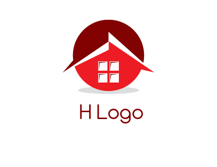 Abstract roof and window in circle logo