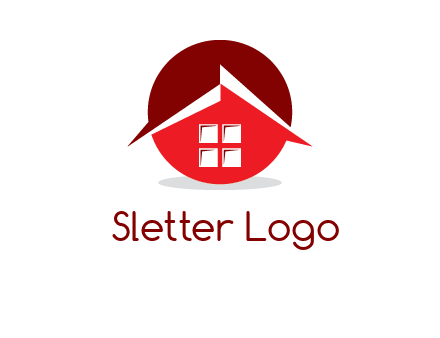 Abstract roof and window in circle logo