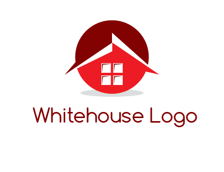 Abstract roof and window in circle logo