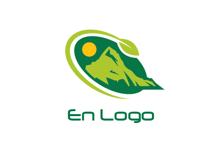 leaf swoosh and mountain logo