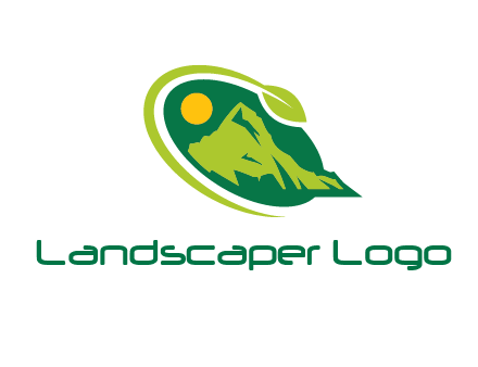 leaf swoosh and mountain logo