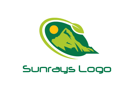 leaf swoosh and mountain logo