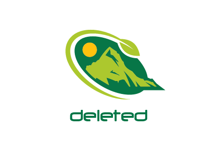 leaf swoosh and mountain logo